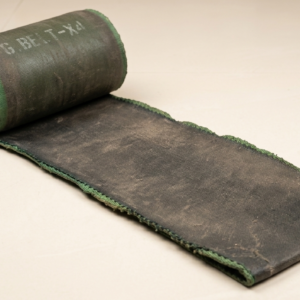 Heavy duty green edged black industrial conveyor belt segment